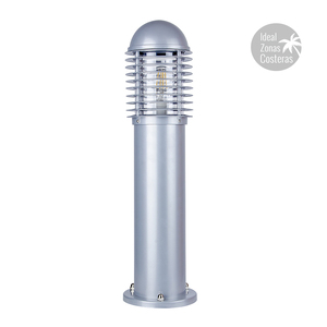 H-410-S_Bolardo-de-Exterior-sobreponer-en-Piso-E27-ALMODOVAR_Satinado_Tecnolite_01 Mini Poste Gris de 65cm para Bombillo E27 Almodovar (Sin Bombillo) - Imagen 1