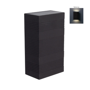 HLED-841_Lampara-Aplique-de-Muro-Exterior-LED-RAWENNA_Negro_Tecnolite_01 Aplique de Muro Exterior Rectangular Negro Led Integrado Arriba/Abajo Rawenna - Luz Neutra - Imagen 1