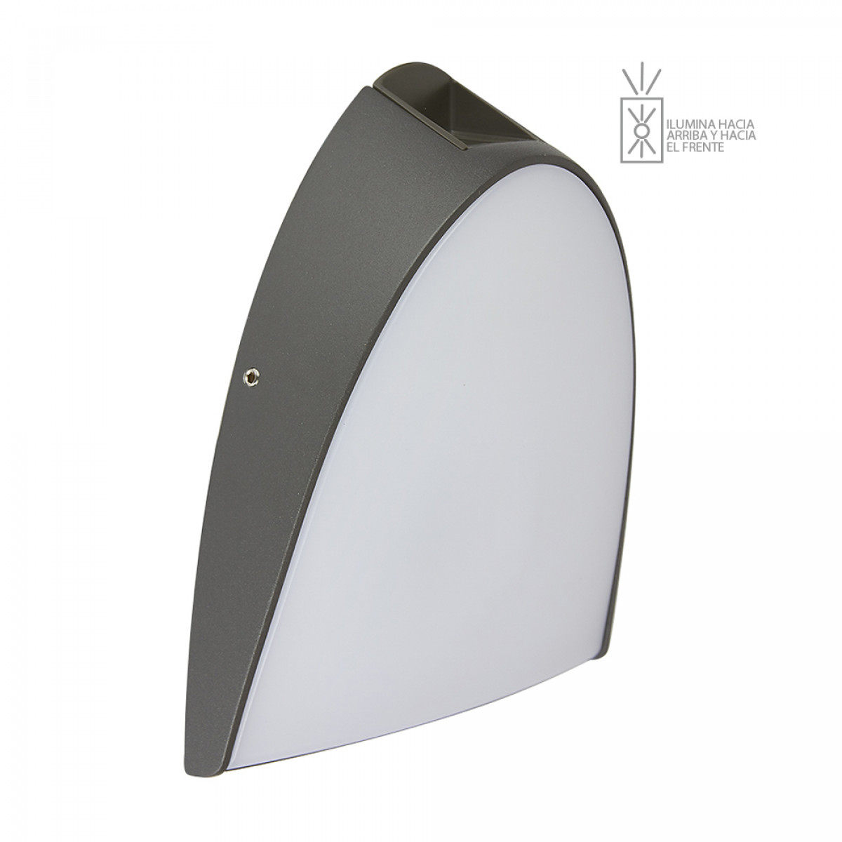 PERTEC01630261G-Perseida-Gris-Tecnolite-01 Aplique de Muro Exterior Semi-Ovalado Luz Frontal Gris 16W Led Integrado Perseida - Imagen 1