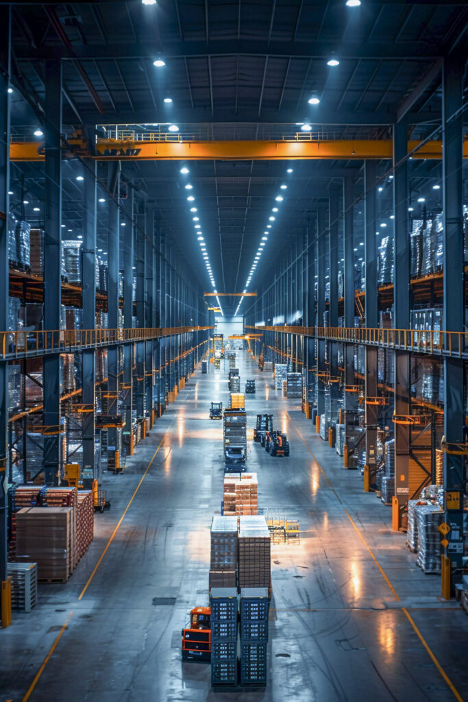 photorealistic scene with warehouse logistics operations