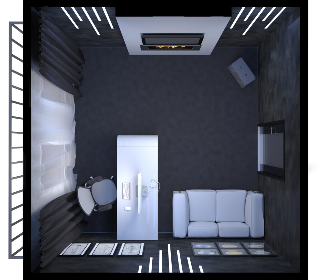 3D illustration of interior design of a home office